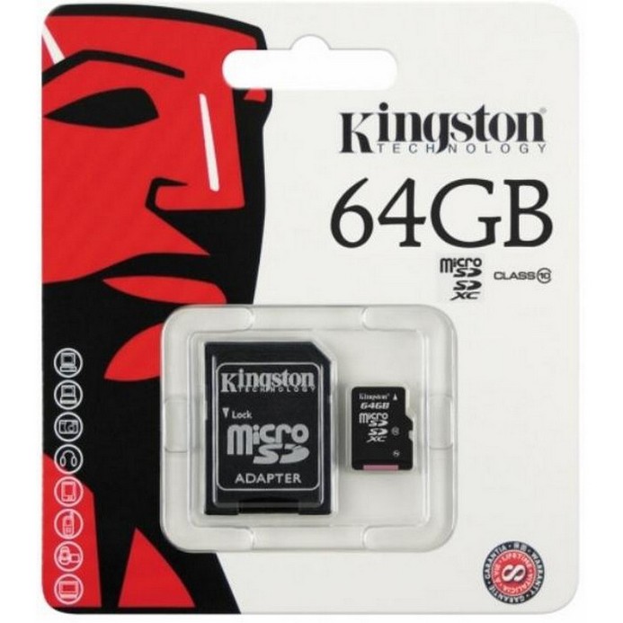 Карта памяти Kingston Micro SDXC 64Гб Class10 High-Capacity + адаптер